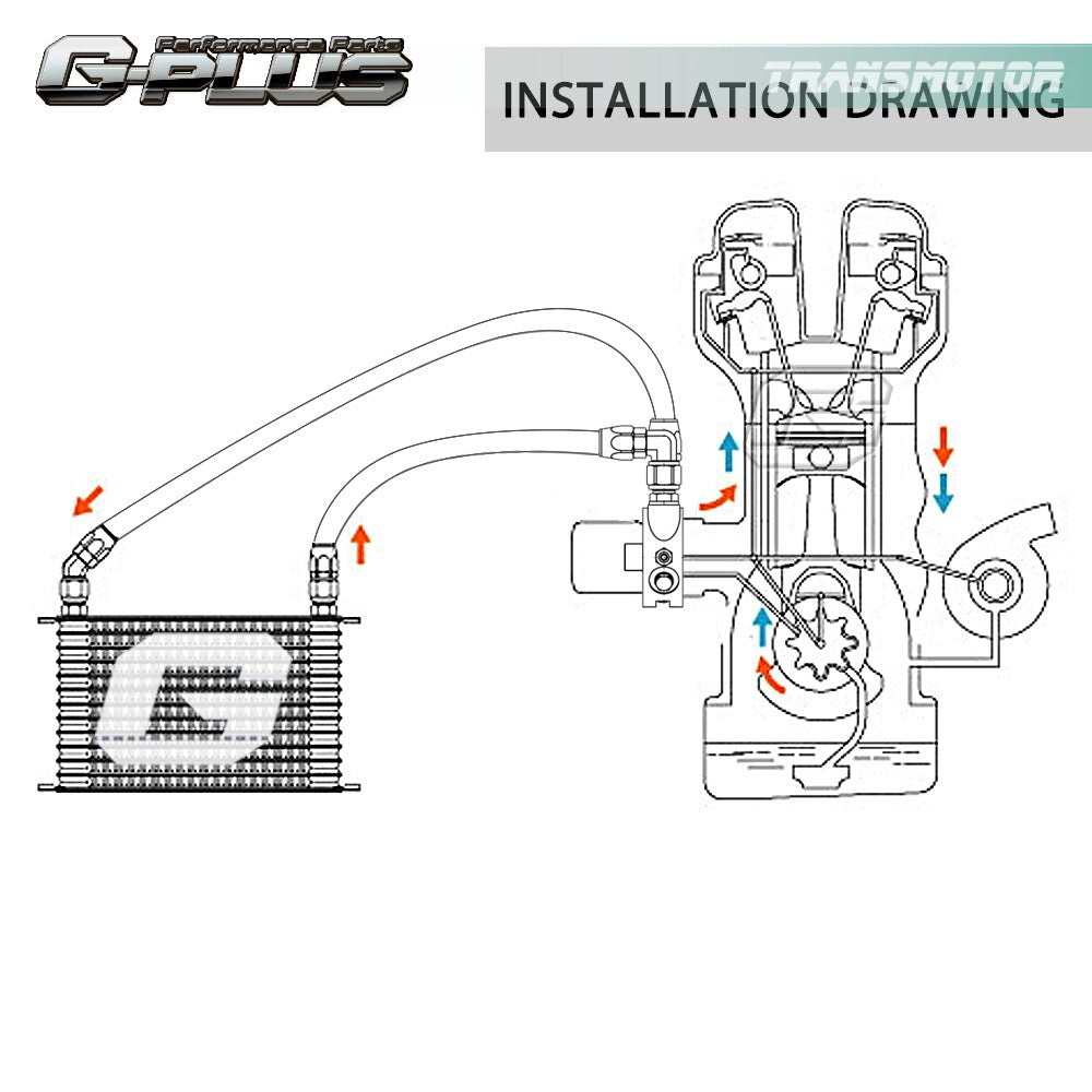 Universal 25-line 10AN Aluminum Engine Oil Cooler + Filter Adapter Hoses Kit Q