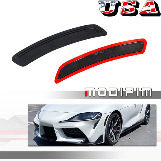 Black Lens Front Fender Side Marker Reflectors Pair for 2020 - 2022 for GR Supra - v