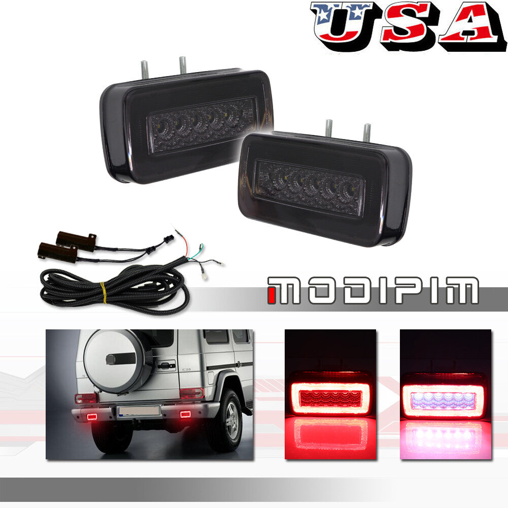 Smoked lens LED rear fog light, spare reverse light for Mercedes W463 G-Class - v