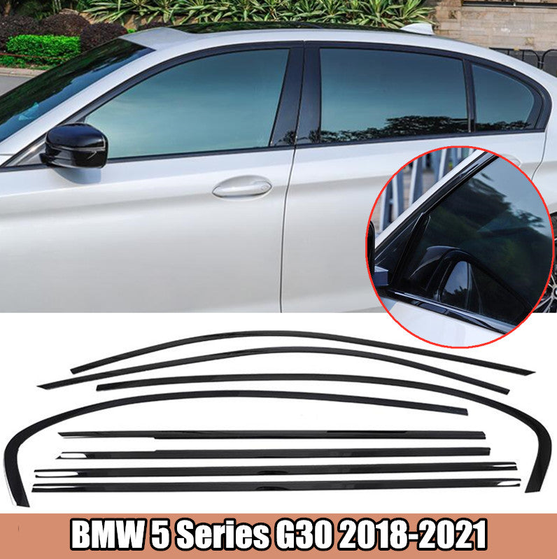 Black Steel For 5 G30 18-21 Window Molding Frame Strips Trim Cover B n