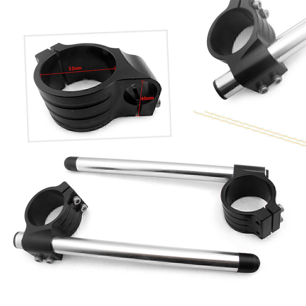 2x CNC 53mm Clip On Ons Handle Bar Handlebars for Ducati 848/1098/1198 Black Q