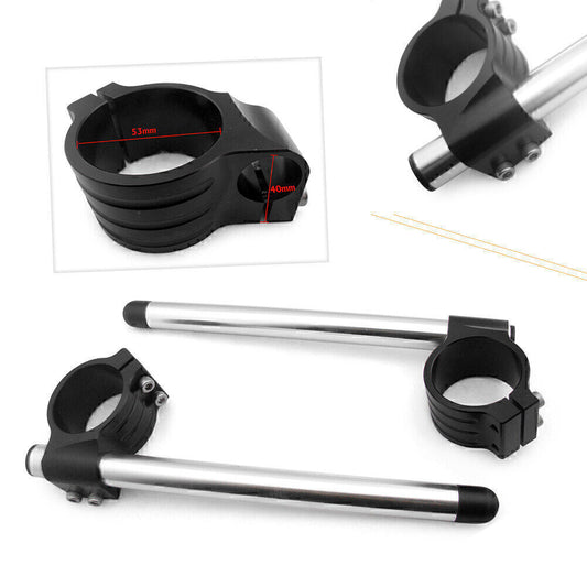 2x CNC 53mm Clip On Ons Handle Bar Handlebars for Ducati 848/1098/1198 Black Q