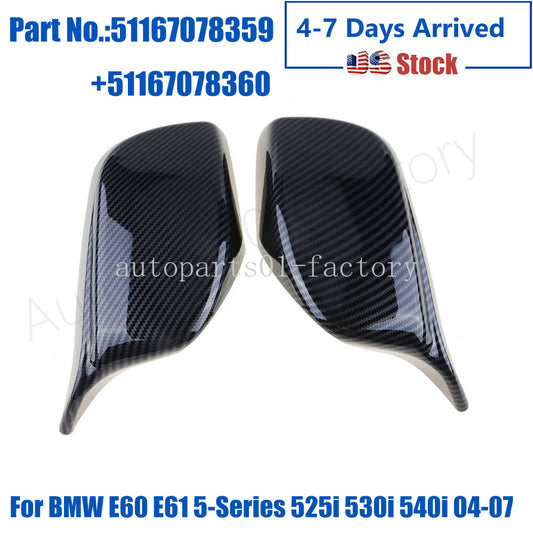 LeftRight Carbon Fiber Side Rearview Mirror Cover Caps for BMW E60 E61 03-2008