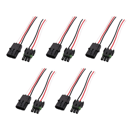 5Pair OLS 3-Wire Weather Pack Connector Kit Assembled with 6 16 AWG Wires