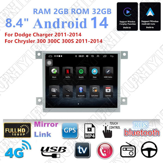 8.4 For 11-14 for Chrysler 300 for Dodge for Charger Carplay Stereo Radio GPS Nav Head Unit