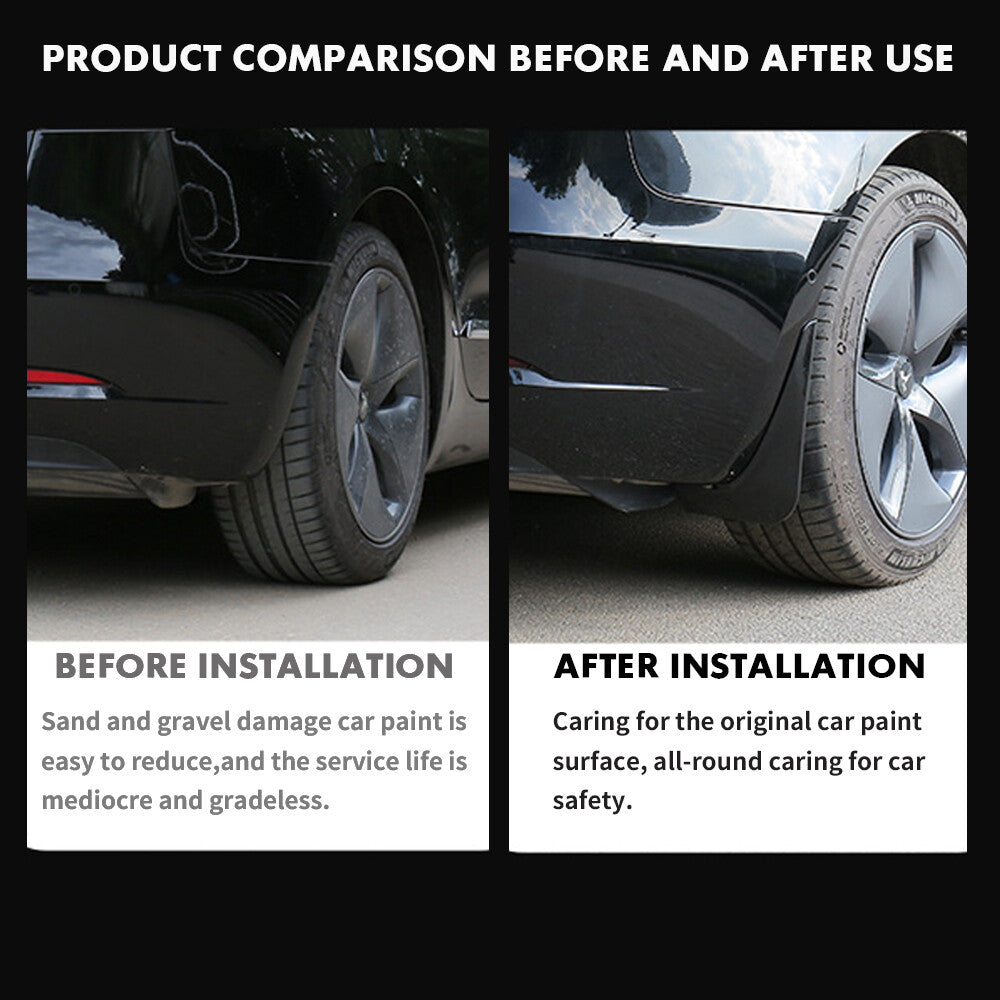 4-pack of front and rear mudguards for Model Y 2020-2022, matte black. n