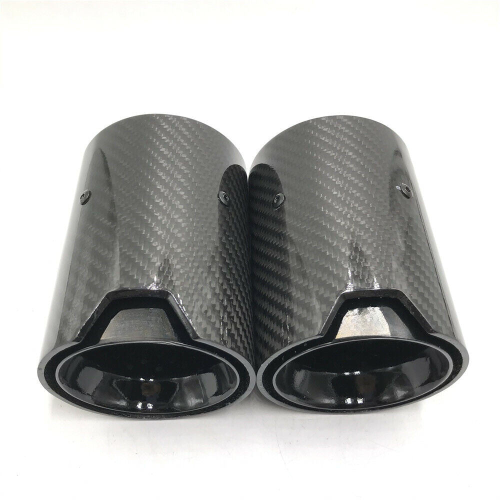 2-Piece Gloss Black Carbon Fiber Exhaust System Suitable for BMW M2, M3, and M4 Tip-Tooth Exhausts Q