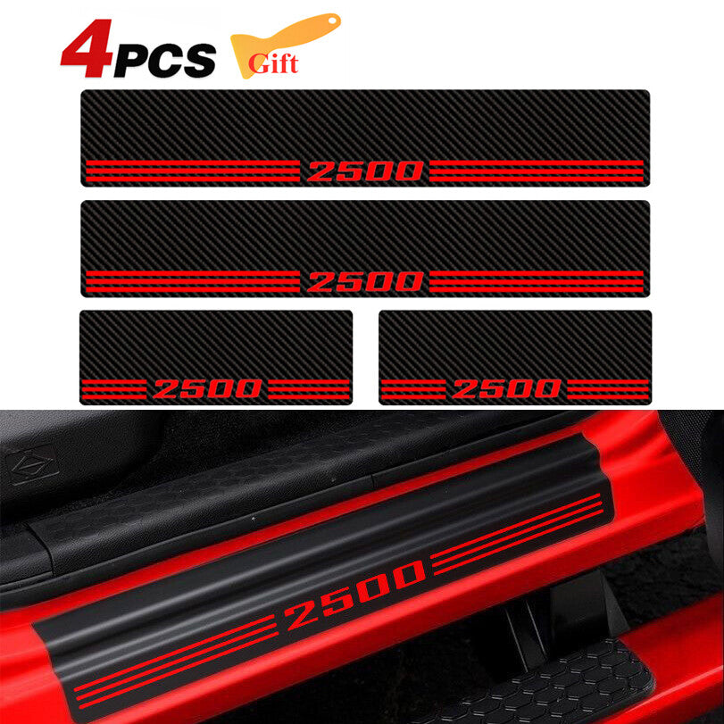 4 High-Definition Carbon Fiber Red Door and Window Protective Stickers for Silverado 2500 - n