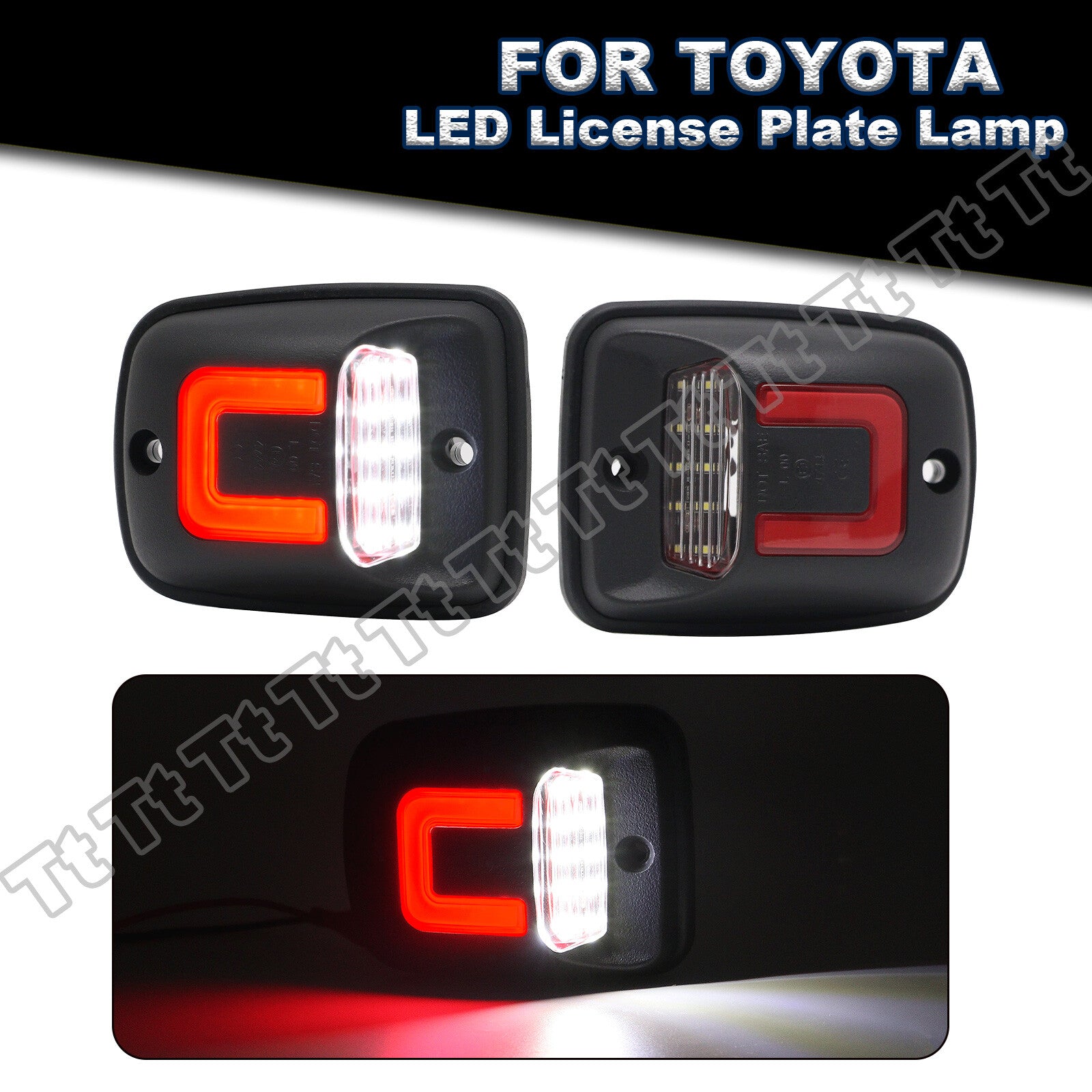 For 1995 - 2004 for Tacoma Red Tube Full LED License Plate Light Rear Light Tag Light - v