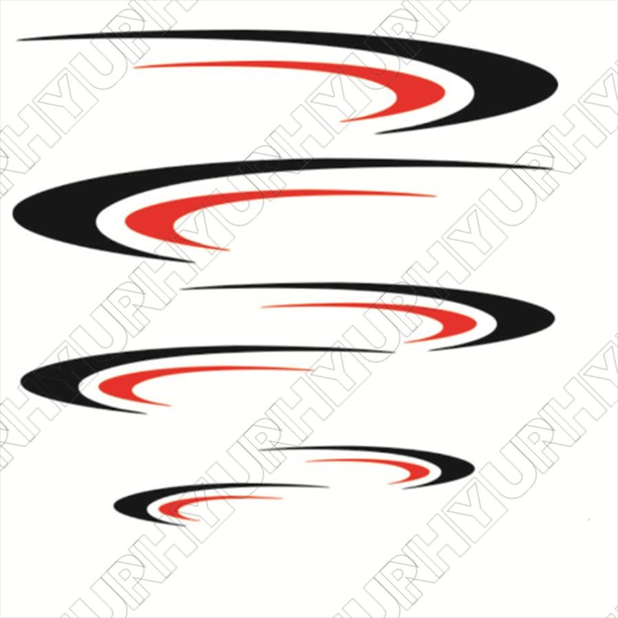 Black  Red Caravan Trailer Camper RV Stripes Vinyl Stickers Graphics Decals Kit