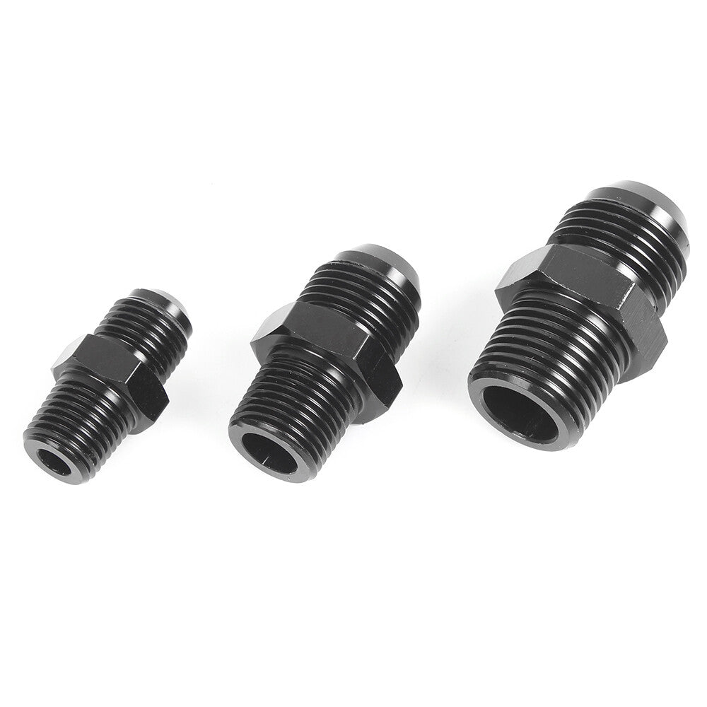 2Pcs Black 6AN to 3/8 NPT Adapter Straight Thread to 6AN Fitting Q