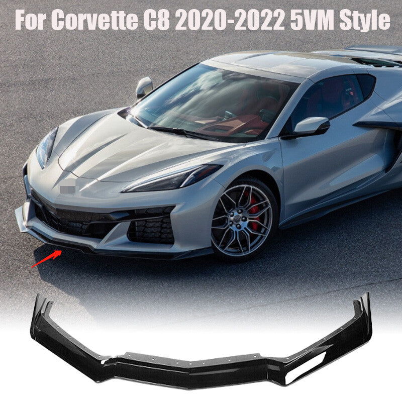 Front Bumper Lip Spoiler Splitter for Corvette C8 20-2022 5VM Style Glossy Black n