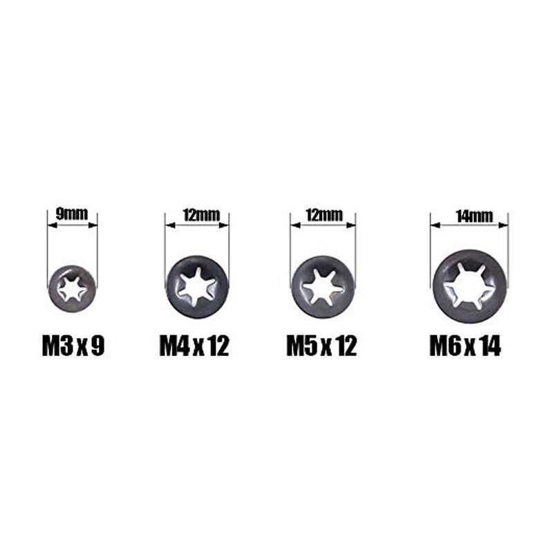 280¡Á Internal Tooth Star Push On Locking Washer Speed Clip Fastener Box M3-12 v