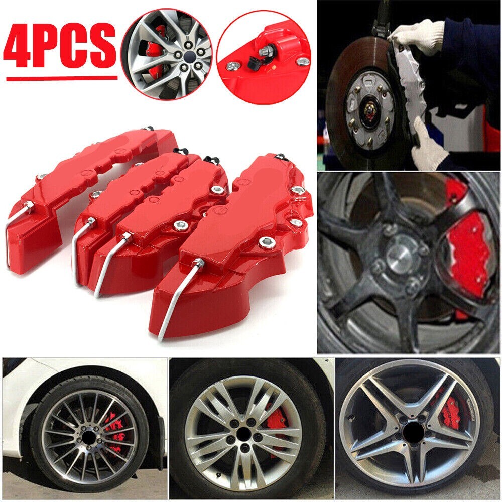 3D Red Car Disc Brake Caliper Covers Front  Rear Accessories 4PCS For 18-24inch