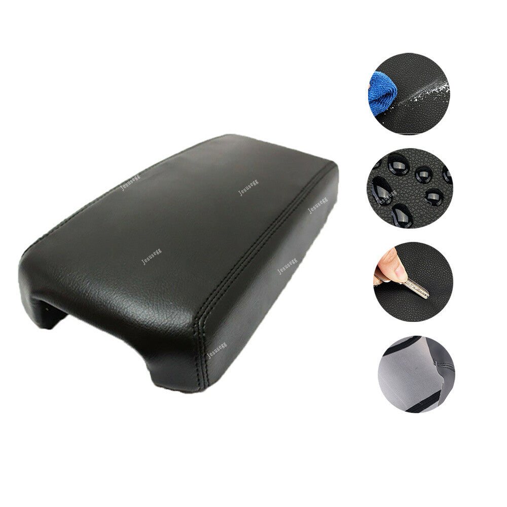 Microfiber Leather Console Lid Armrest Cover for Nissan for Altima 2013-2018 Black Q