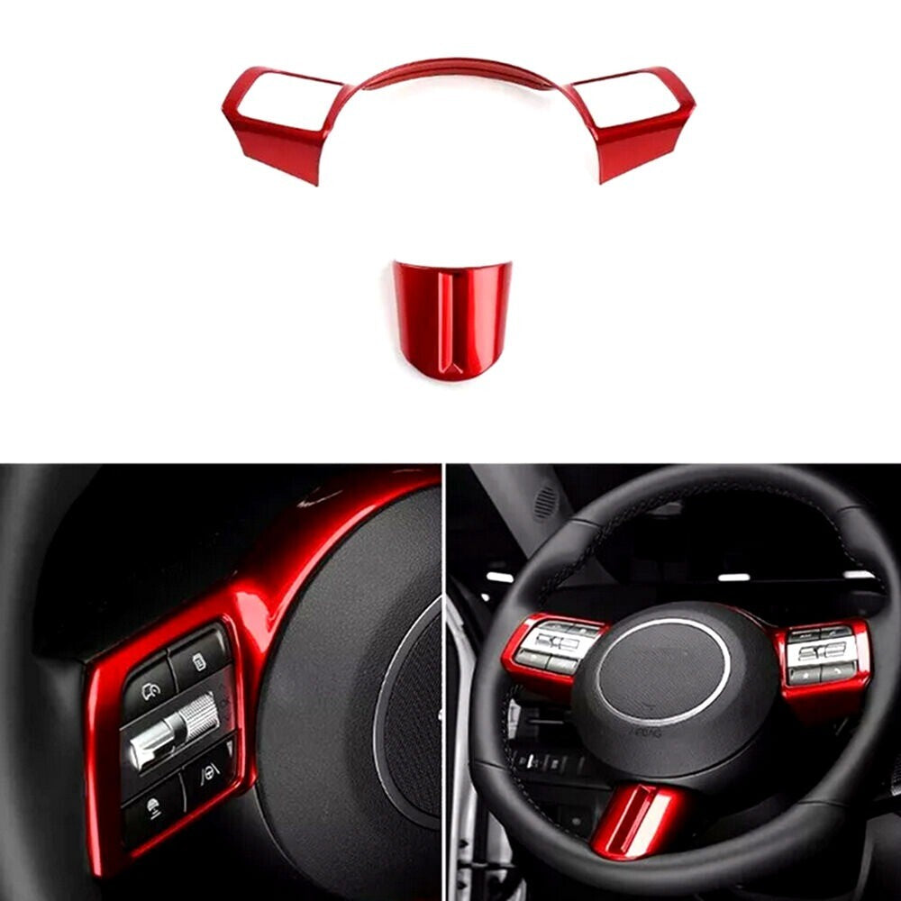 2pcs/set ABS Glossy RED Steering Wheel Cover Trim Replace for Hyundai Kona 2024 n
