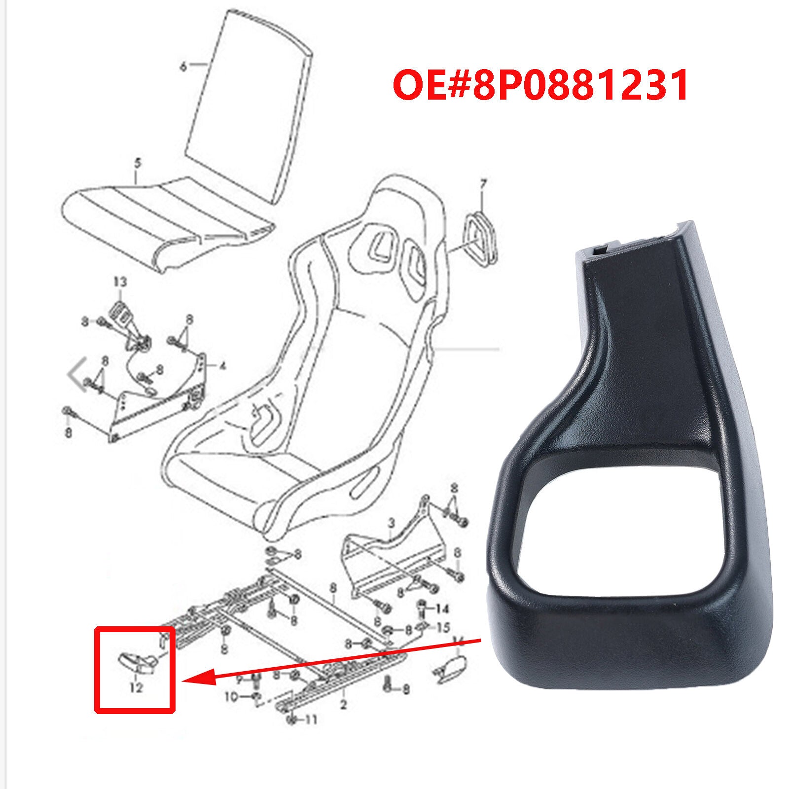 for Audi A3 8P TT 8J R8 for Seat Base Adjustment Handle Lever Front Left 8P0881231 Q