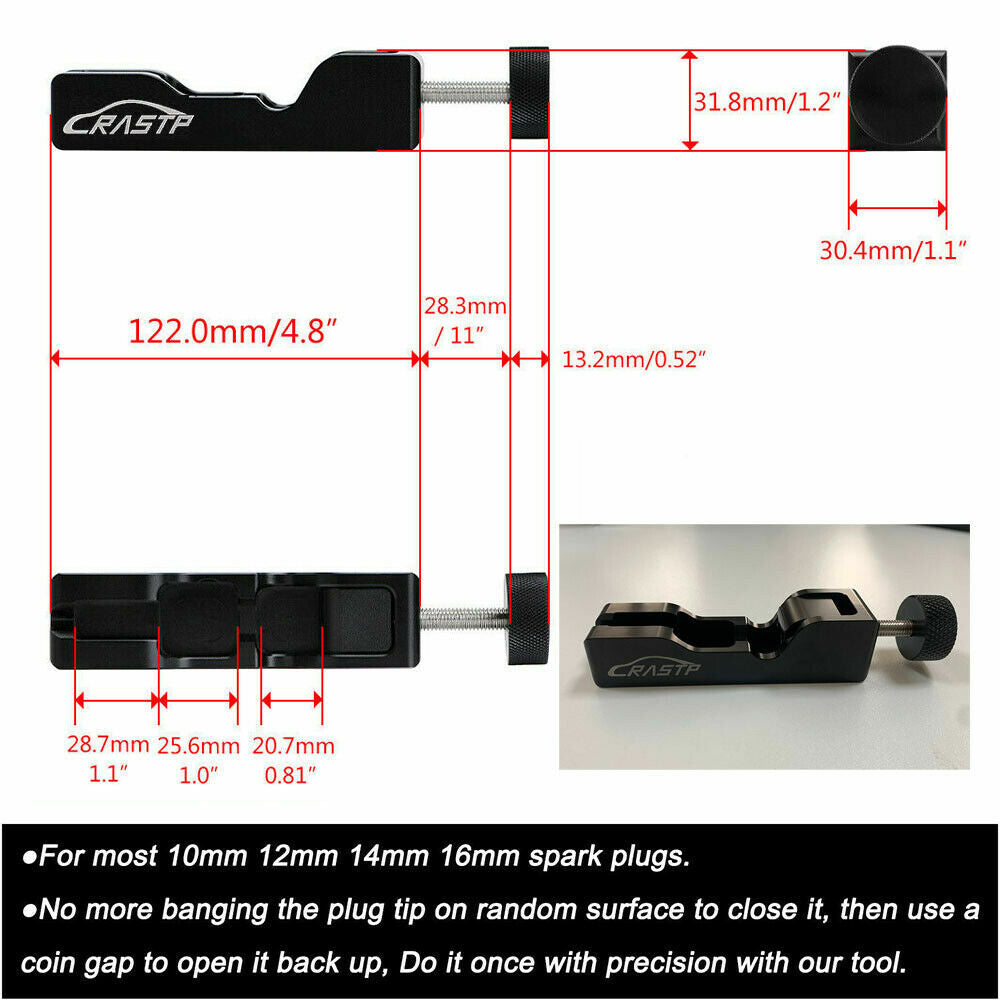 Matte engine spark plug gap tool with 32-blade measuring tool (metric SAE-) Q