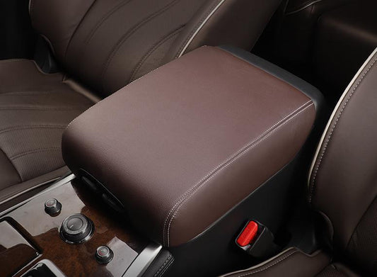Brown Leather Car Armrest Box Cover Trim Protector for Infiniti QX60 JX35 13-21