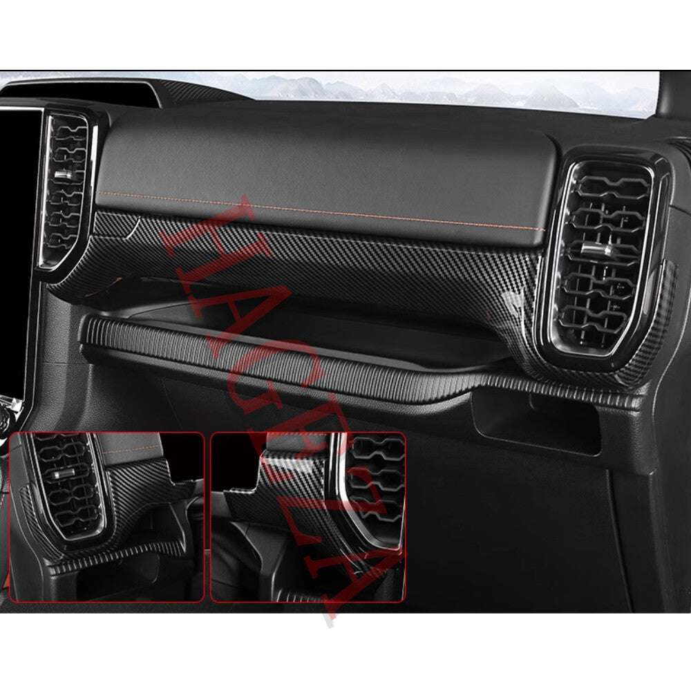 for Ford Ranger 2023+ Center Console for Co -pilot Dashboard Cover Trim Carbon Fiber