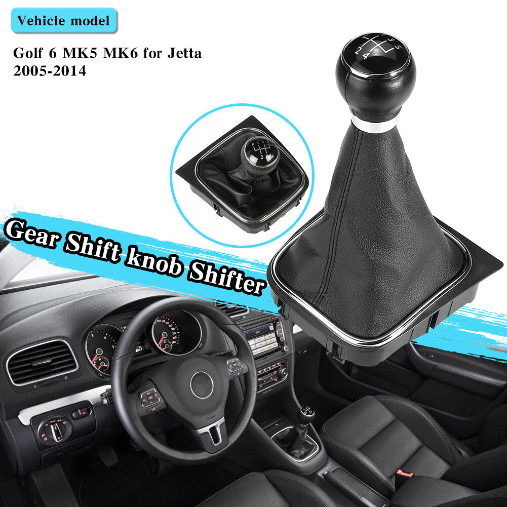 5 Speed Car Gear Shift Knob Gear stick Gaiter Boot Kit For 6 MK5 MK6 2005?2014 Q