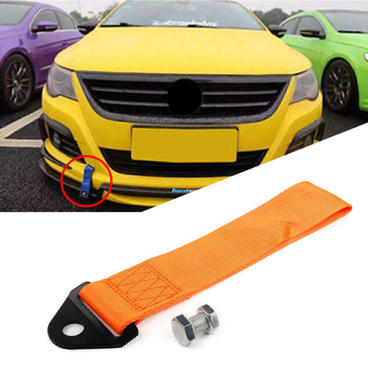 Racing Car Towing Strap Belts Rope Rally Hook Universal Front/Rear Bumper Orange Q