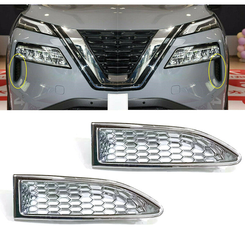 Pair Front Headlight Lamps Lower Air Inlet Cover Trim for Nissan Rogue 2021 2022