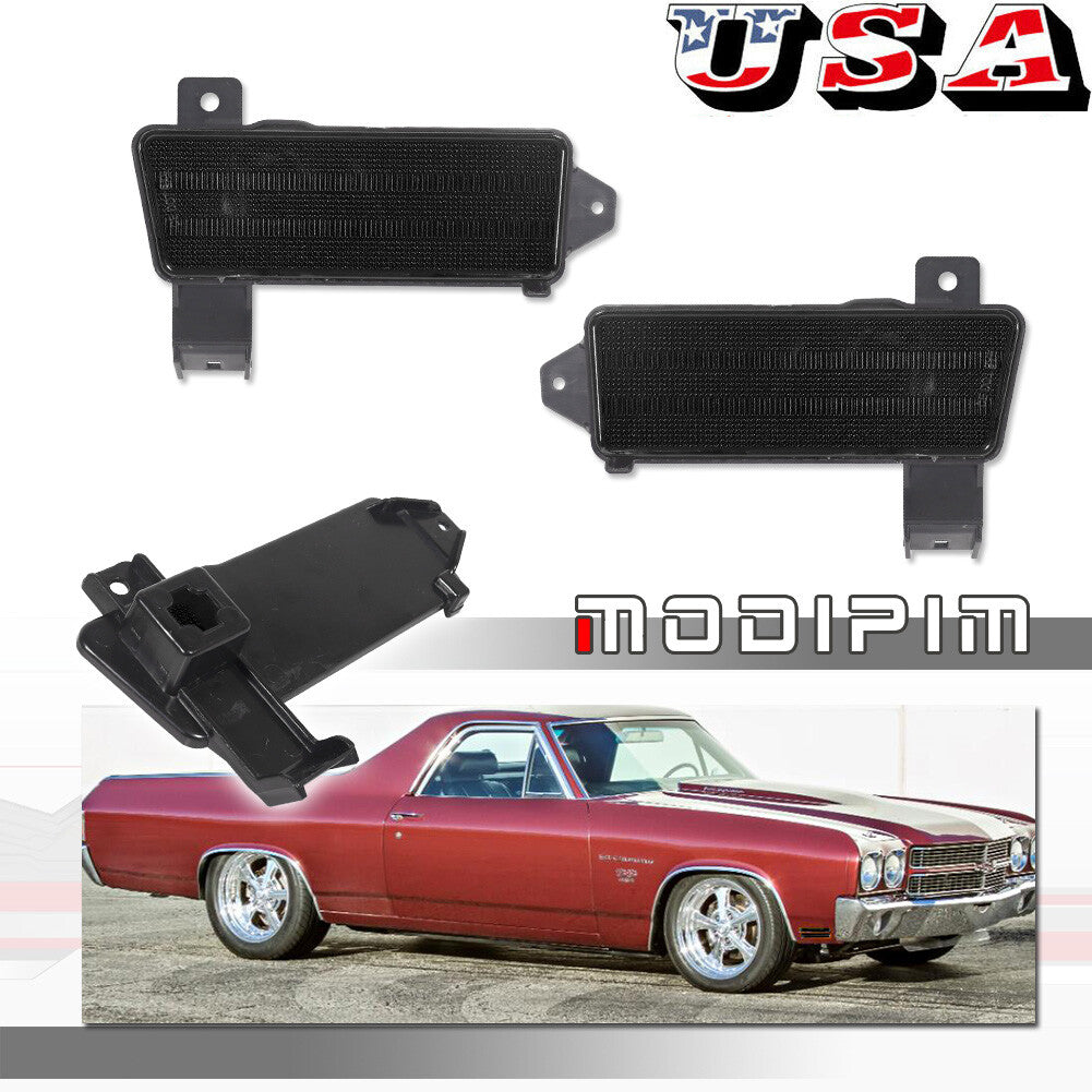 A pair of smoke side marker light assemblies, fender side lights suitable for 1970 for Chevrolet