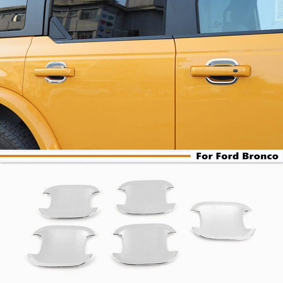 For 2021-2024 Bronco ABS Chrome Exterior Door Handle Bowl Trim Cover Decor v
