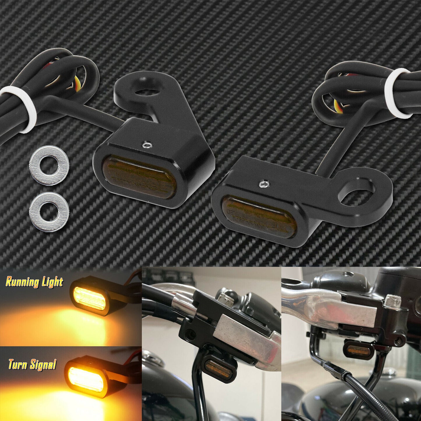 for Mini LED Turn Signal Indicators Clutch Bar Running Light Fit For Sportster 04-22 Q