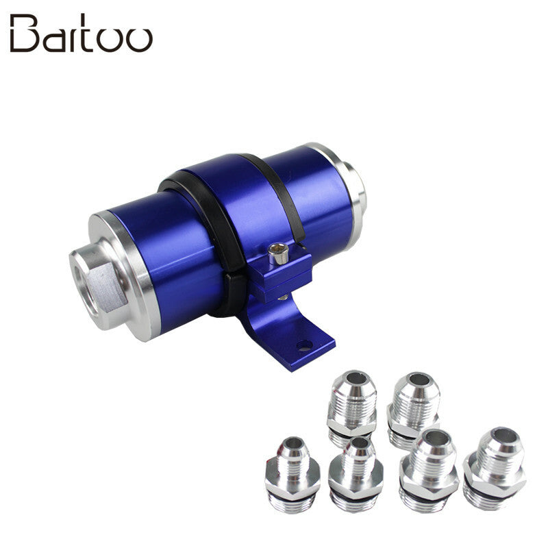 Flow Fuel Filter 30 Micron Element with AN6 AN8 AN10 Fittings+Bracket Aluminum Q