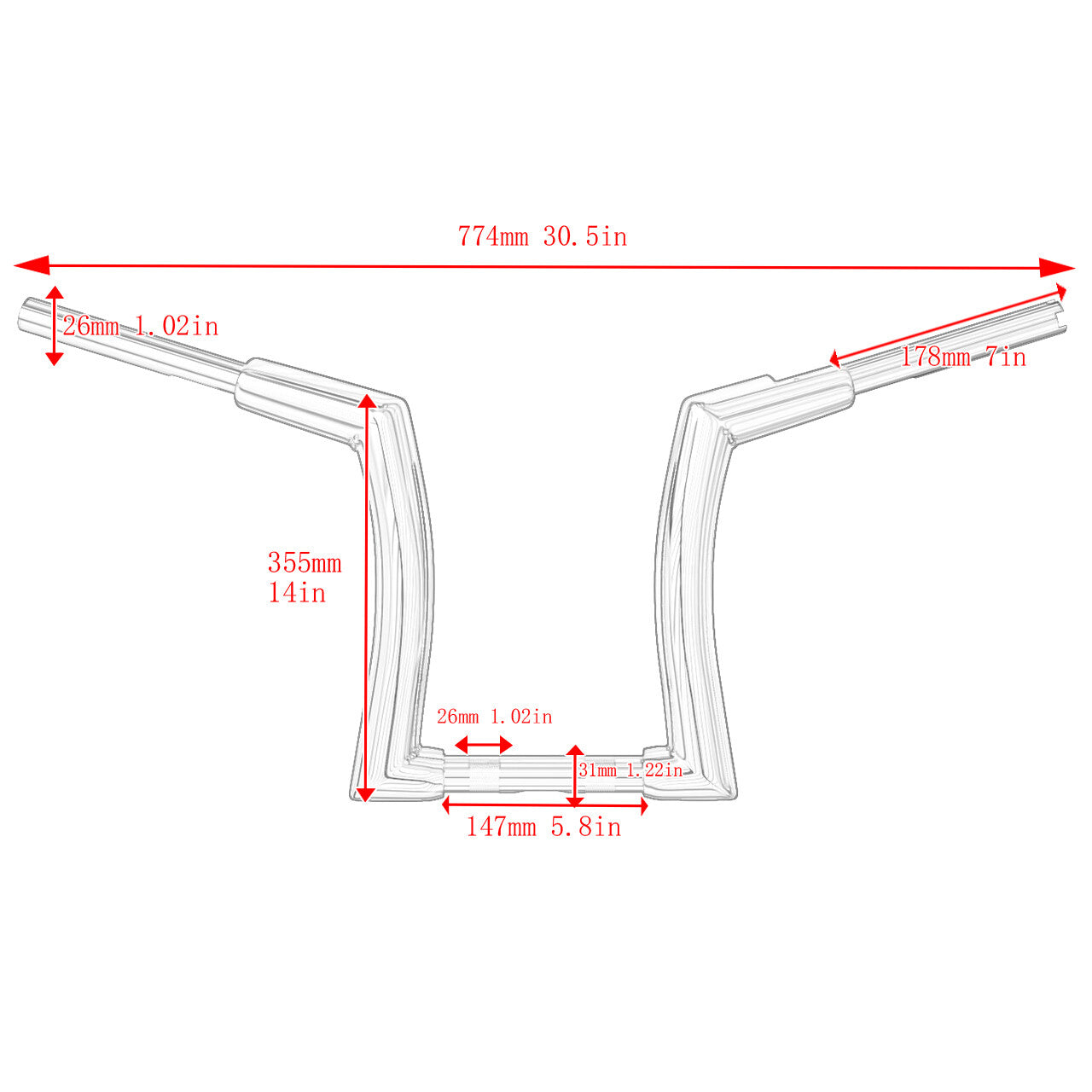 Chrome 14 Ape Hanger Handlebar 1.25 Rise for Harley Street Electra Glide 00-13
