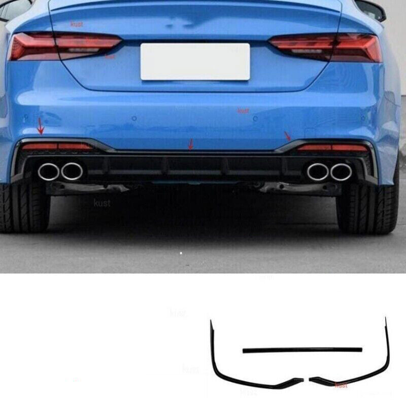 for Audi A5 S5 2020-2023 ABS Black Rear Bumper Strip Protector Cover Trim Set 3x