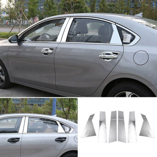 Chrome Pillar Panels for Kia Forte 2019-2021 6pc Set Door Trim Mirror Cover Kit