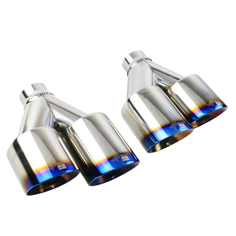 2PCS 2 ID 3.5 OD Universal Dual Exhaust Tip Stainless Steel Muffler Tip Blue