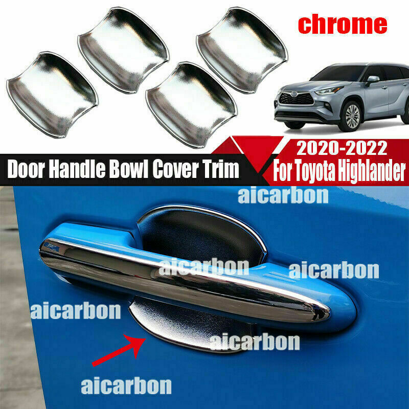 Chrome External Door Handle Bowl Cover Trim for Toyota Highlander 2020-2023