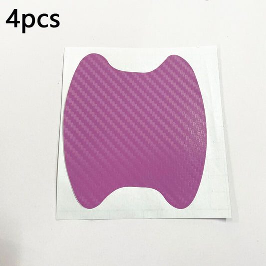 4Pcs Carbon Fiber Car Door Handle Anti-Scratch Protector Film Sticker Light Pink