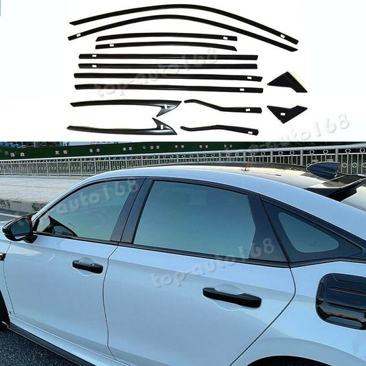 14p for Honda for Civic 2022-2023 Black titanium Window Sill Trim Molding Cover trim