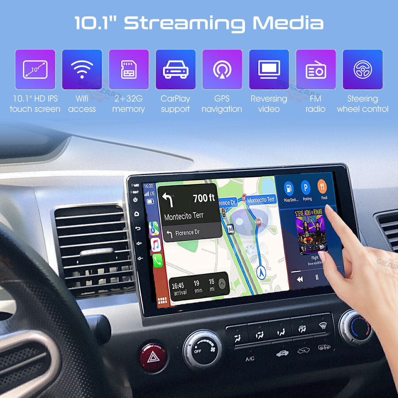 Apple CarPlay Android 12 Car Stereo Radio GPS WiFi for Honda for Civic 2006-2011 SY