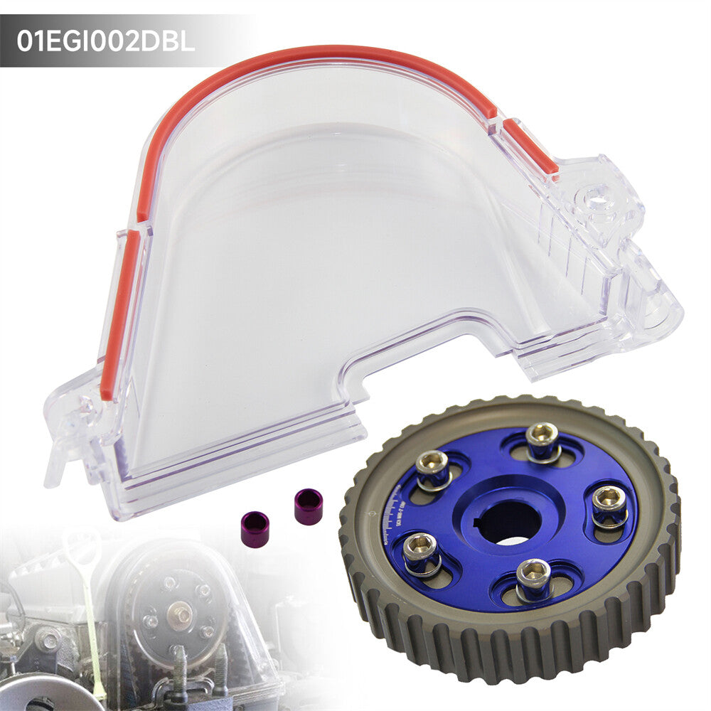 Clear Gear Timing Belt Cover +Cam Gear for Honda for Civic D15 D16 SOHC 96-00 Blue