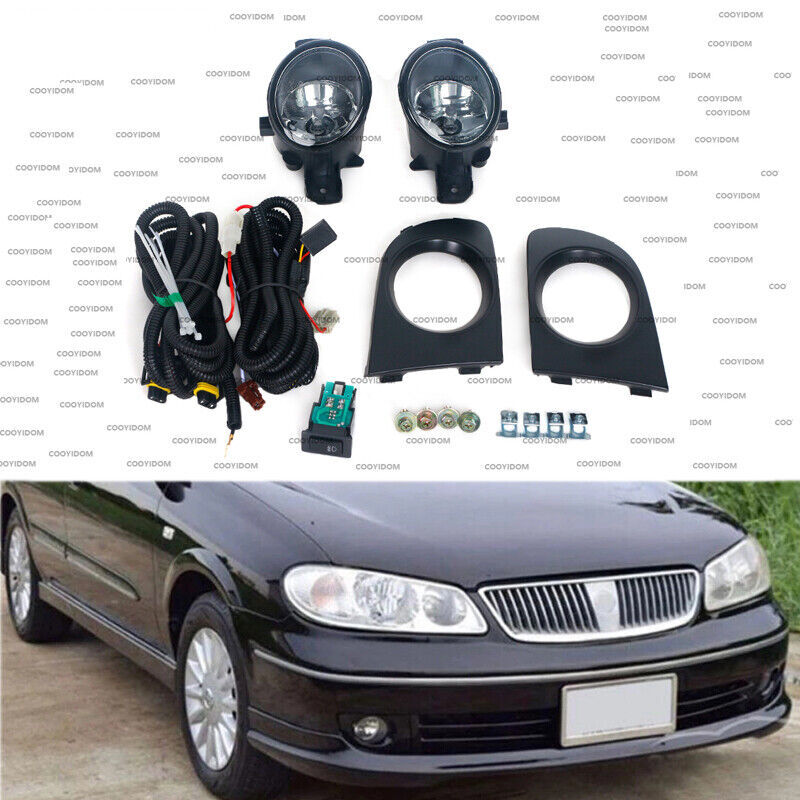 The front bumper fog light kit includes halogen lights suitable for Nissan Sentra Sunny 2004-2008 models.