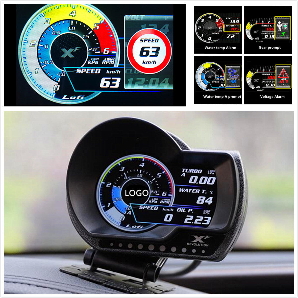 OBD2 Digital Speedometer Car HUD Head Up Display RPM Km/h Overspeed Alarm Q