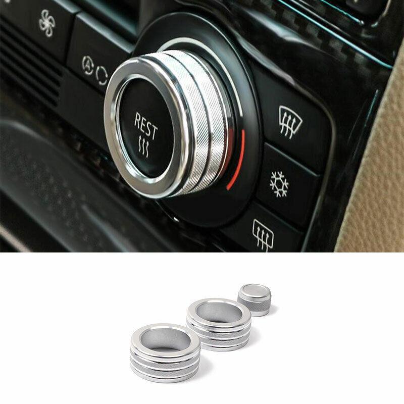 Silver Aluminum Central Console AC Knob Cover Trim For 2005-12 for BMW 3-Series E90
