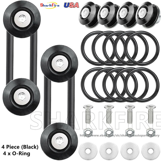 JDM Bumper Quick Release Front and Rear Bumper Fasteners, 4 Pieces (Blue), 4 x O-rings