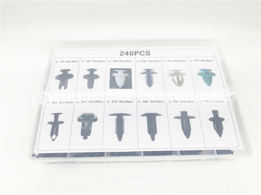240Pcs Mixed Size Car Door Bumper Panel Fender Retainer Push Rivet Fastener Clip Q