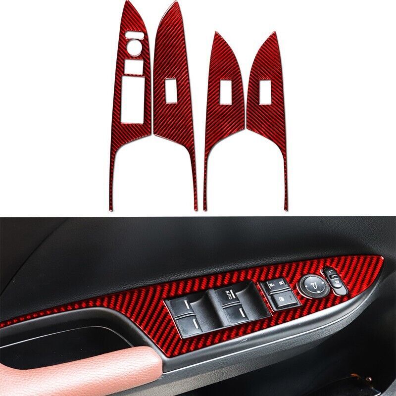 Carbon Fiber Car Window Switch Panel Cover Trim Fit for Honda Accord 2014-2017