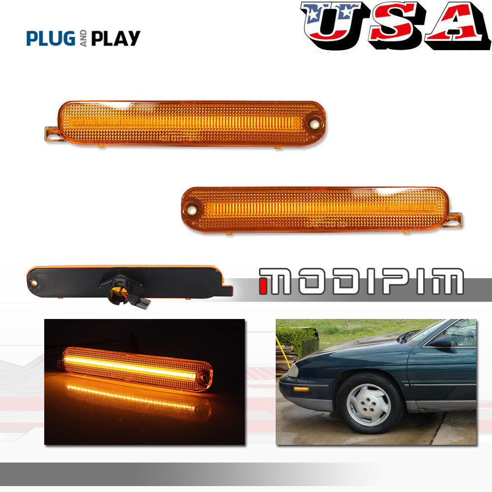 Front Side Marker Amber LED Lights for 95-01 for Lumina and 95-99 Monte Carlo - v