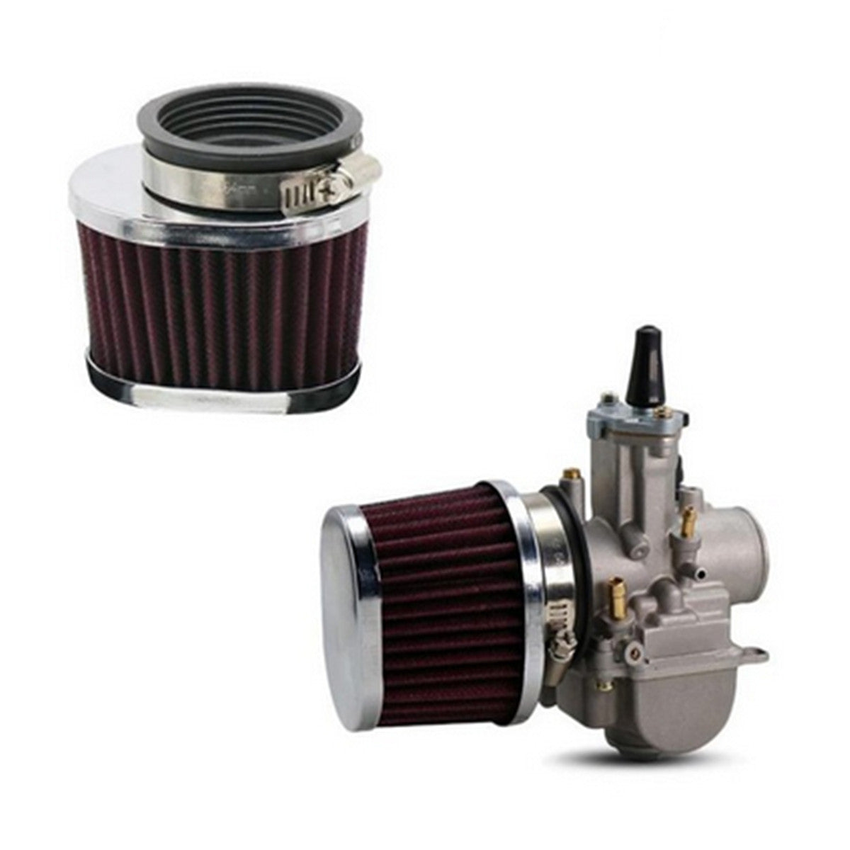 2Pcs Motorcycle Air Filter High Flow Motocross Cleaner Washable Accessories Red Q