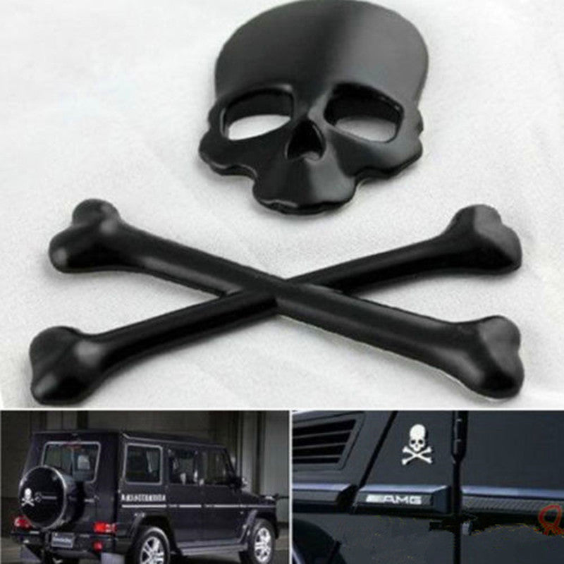 Skull Bone Devil 3D Black Motorcycle Car Emblem Badge Logo Decal Metal Sticker Q