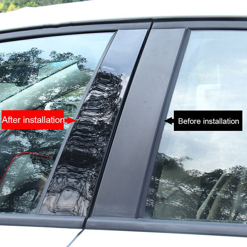 for Nissan Versa 2012-19 Piano Black Pillar Posts Door Window Molding Strip Trim